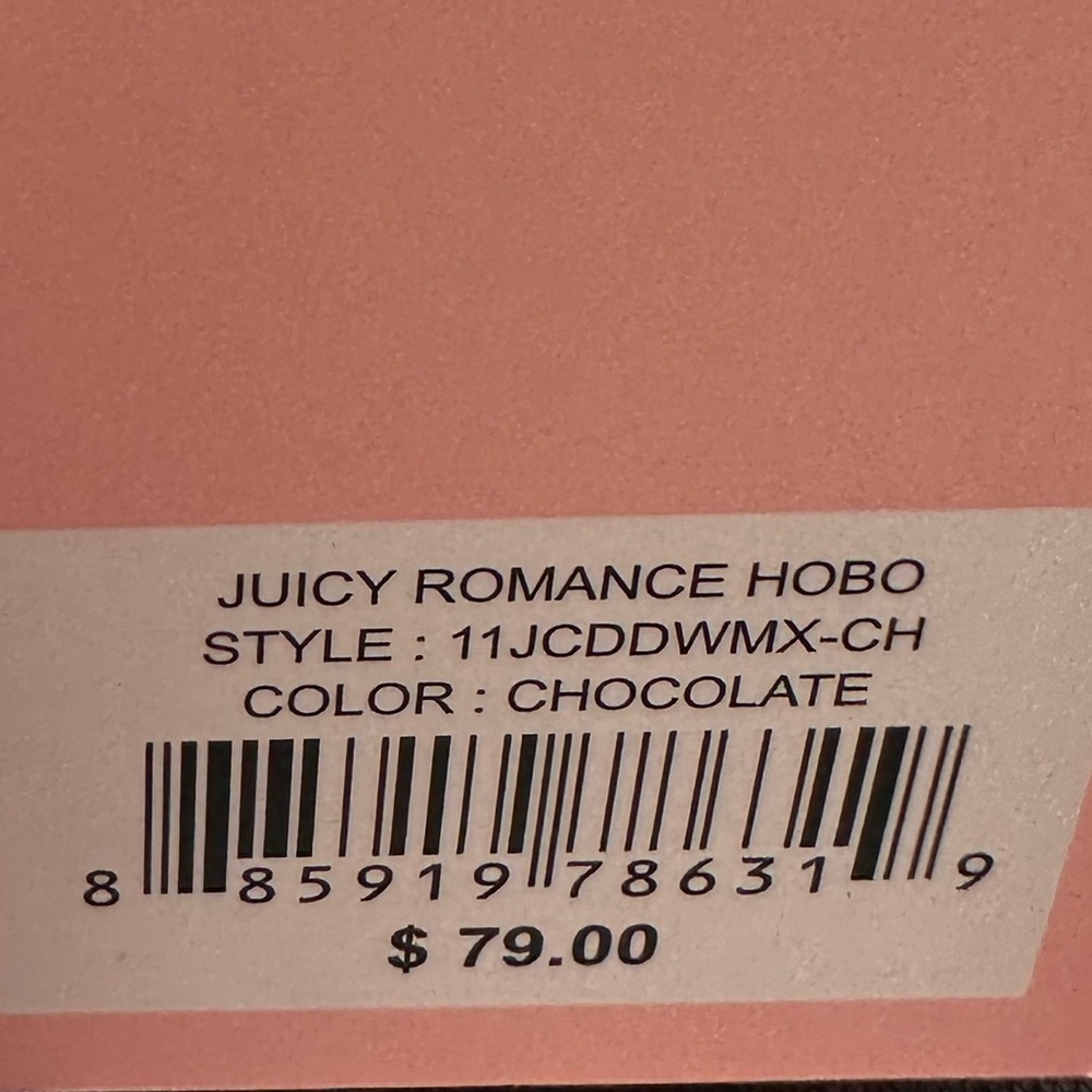 NWT Juicy Couture Exclusive Chocolate Romance Hobo Shoulder Bag with Pink Bow - Picture 9 of 9